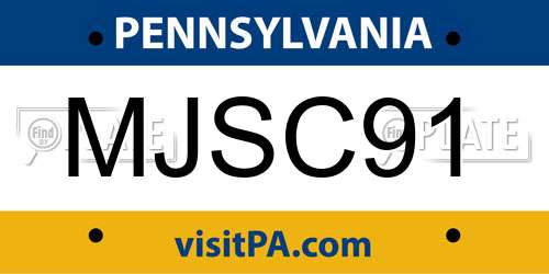 MJSC91 Pennsylvania License Plate