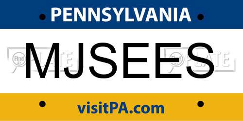 MJSEES Pennsylvania License Plate