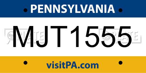 MJT1555 Pennsylvania License Plate