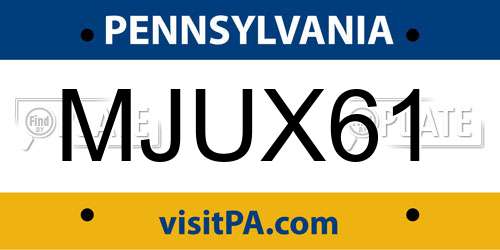 MJUX61 Pennsylvania License Plate