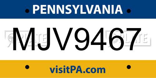 MJV9467 Pennsylvania License Plate