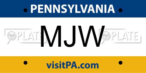 MJW Pennsylvania License Plate