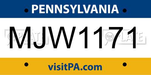 MJW1171 Pennsylvania License Plate