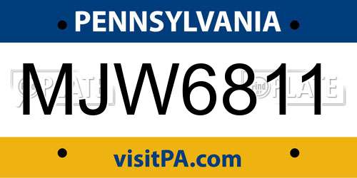 MJW6811 Pennsylvania License Plate