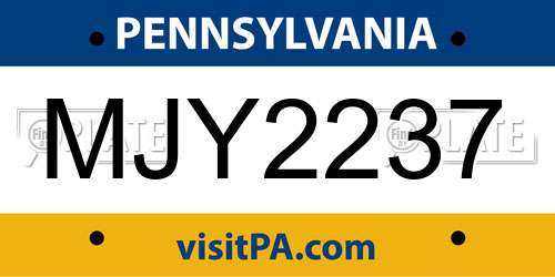 MJY2237 Pennsylvania License Plate