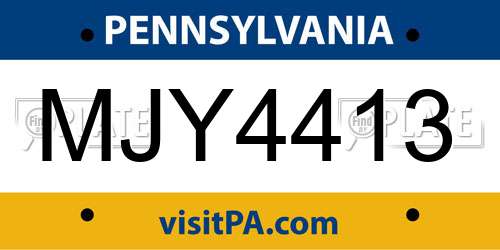 MJY4413 Pennsylvania License Plate