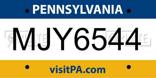 MJY6544 Pennsylvania License Plate