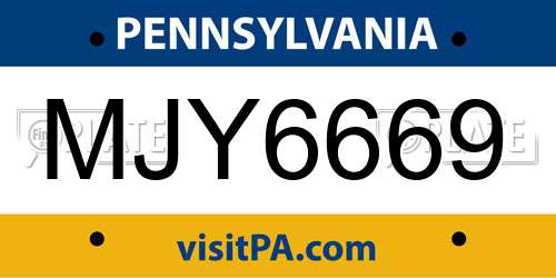 MJY6669 Pennsylvania License Plate
