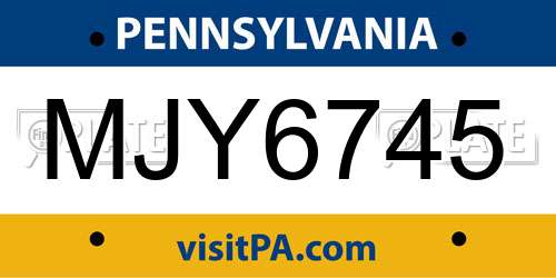 MJY6745 Pennsylvania License Plate
