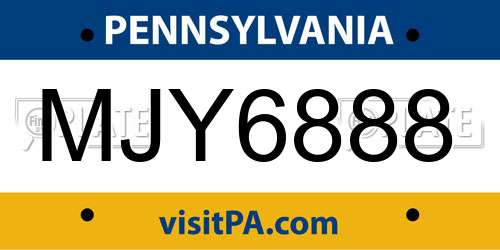 MJY6888 Pennsylvania License Plate