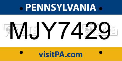 MJY7429 Pennsylvania License Plate
