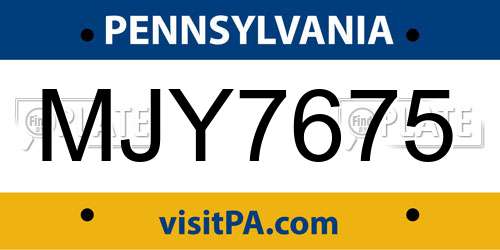 MJY7675 Pennsylvania License Plate