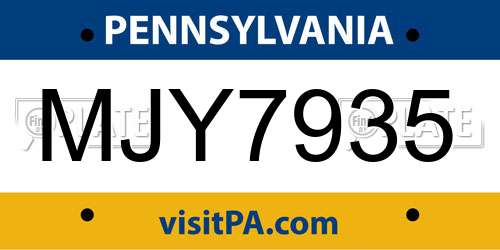 MJY7935 Pennsylvania License Plate