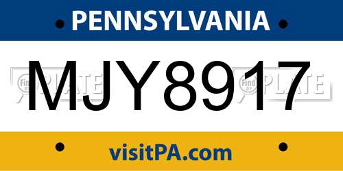 MJY8917 Pennsylvania License Plate