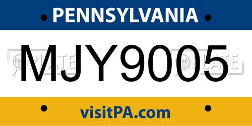MJY9005 Pennsylvania License Plate
