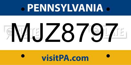 MJZ8797 Pennsylvania License Plate