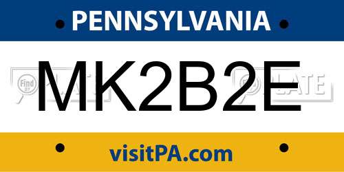 MK2B2E Pennsylvania License Plate