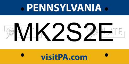 MK2S2E Pennsylvania License Plate