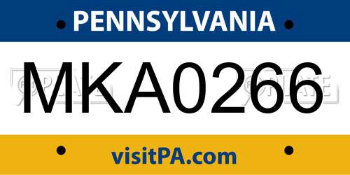 MKA0266 Pennsylvania License Plate