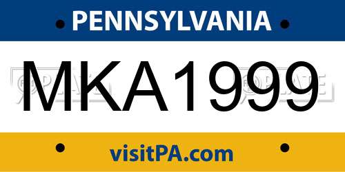 MKA1999 Pennsylvania License Plate
