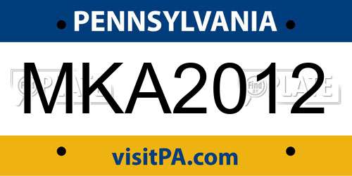 MKA2012 Pennsylvania License Plate