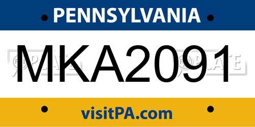 MKA2091 Pennsylvania License Plate