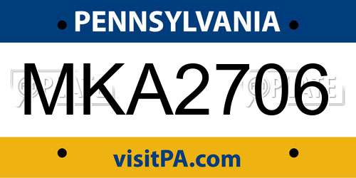 MKA2706 Pennsylvania License Plate