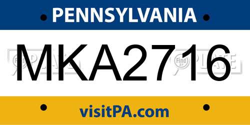 MKA2716 Pennsylvania License Plate
