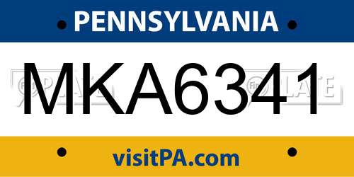 MKA6341 Pennsylvania License Plate