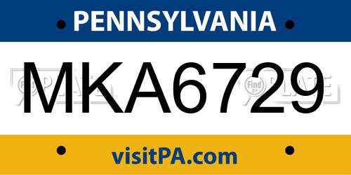 MKA6729 Pennsylvania License Plate