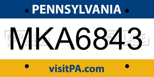 MKA6843 Pennsylvania License Plate