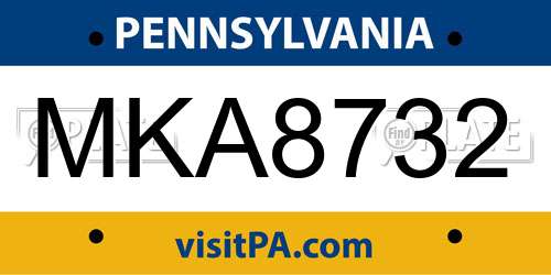 MKA8732 Pennsylvania License Plate