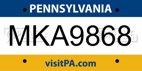 MKA9868 Pennsylvania License Plate