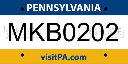 MKB0202 Pennsylvania License Plate