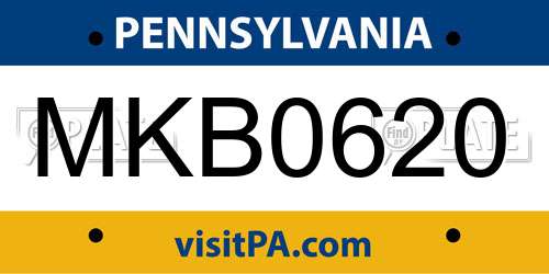 MKB0620 Pennsylvania License Plate