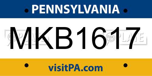 MKB1617 Pennsylvania License Plate