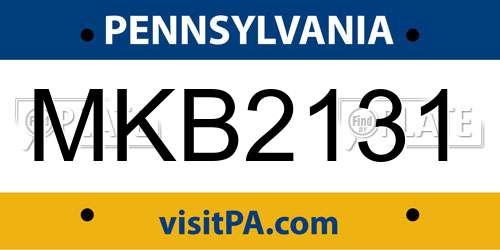 MKB2131 Pennsylvania License Plate