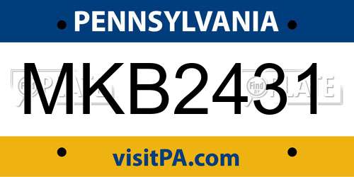 MKB2431 Pennsylvania License Plate
