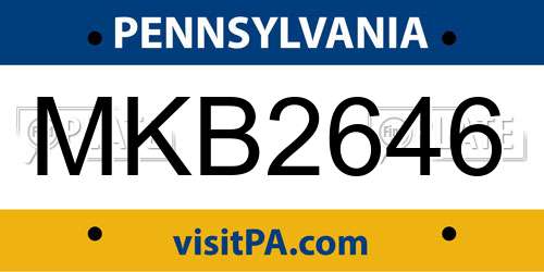 MKB2646 Pennsylvania License Plate