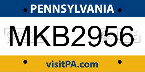 MKB2956 Pennsylvania License Plate