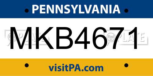 MKB4671 Pennsylvania License Plate