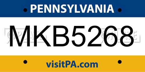 MKB5268 Pennsylvania License Plate