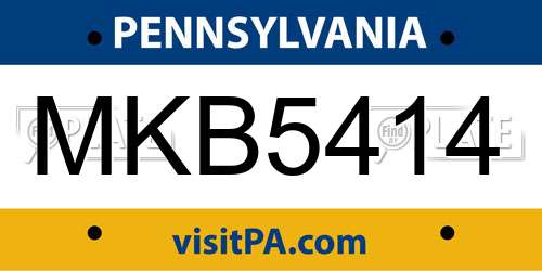 MKB5414 Pennsylvania License Plate