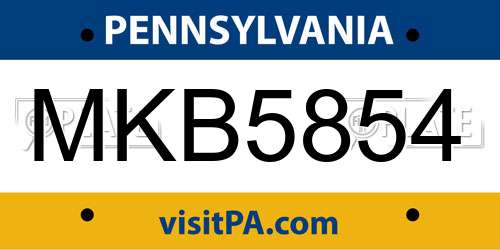 MKB5854 Pennsylvania License Plate