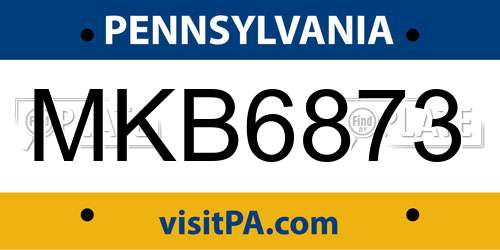 MKB6873 Pennsylvania License Plate