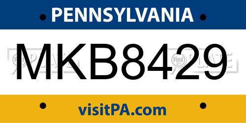 MKB8429 Pennsylvania License Plate