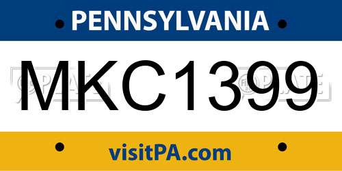 MKC1399 Pennsylvania License Plate