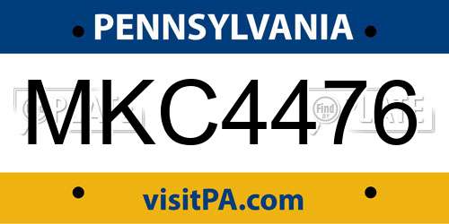 MKC4476 Pennsylvania License Plate