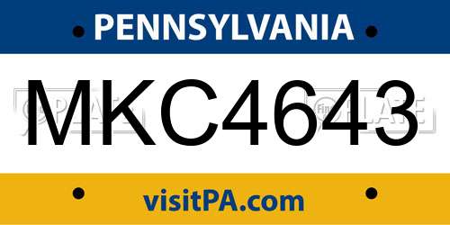 MKC4643 Pennsylvania License Plate
