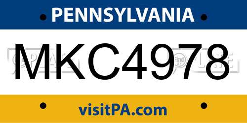 MKC4978 Pennsylvania License Plate